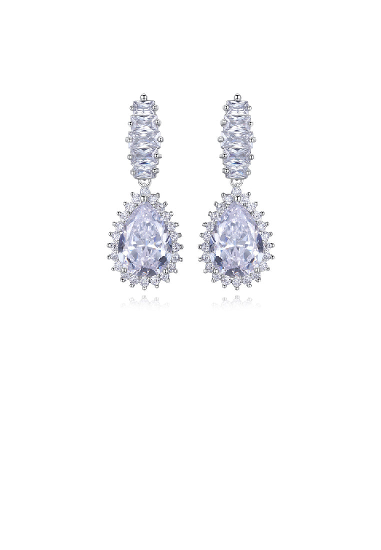 Elegant Sparkling Water Drop Geometric Earrings with Cubic Zirconia - Luxurious Look