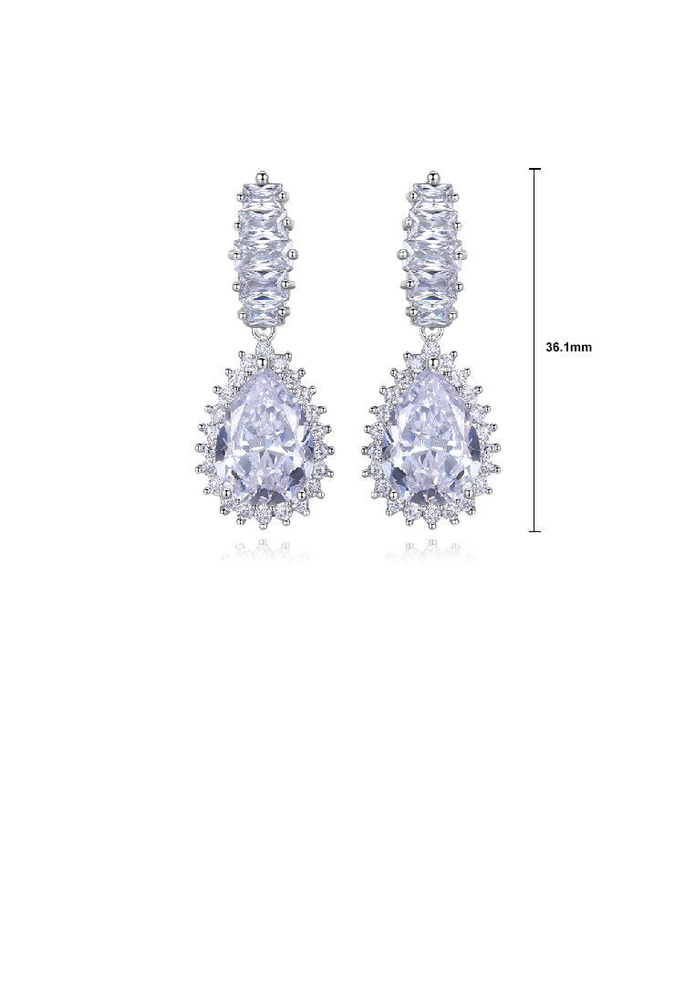 Elegant Sparkling Water Drop Geometric Earrings with Cubic Zirconia - Luxurious Look