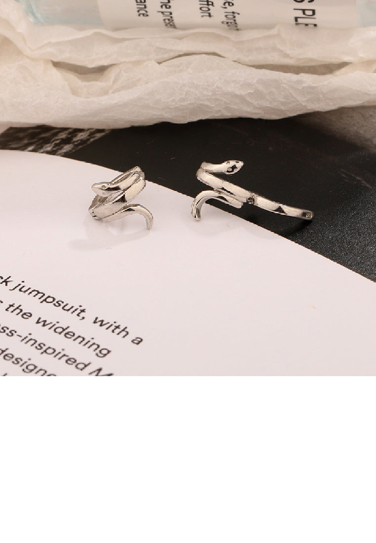 925 Sterling Silver Simple Personality Snake Geometric Circle Stud Earrings