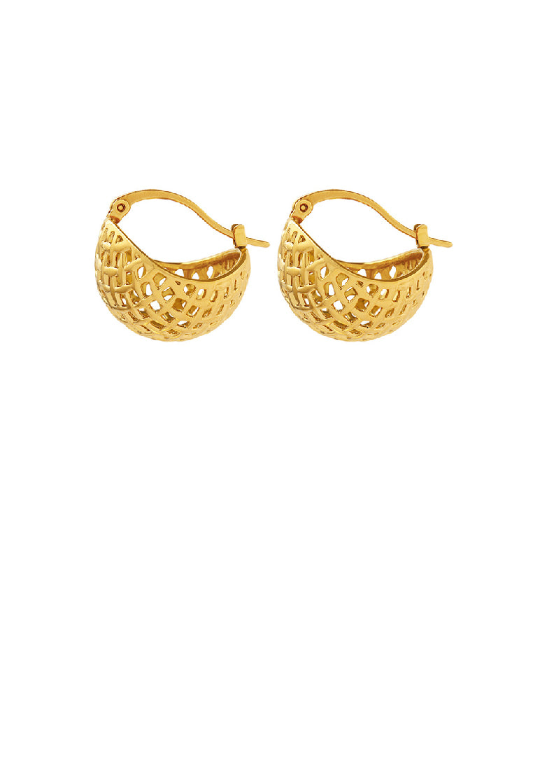 Fashion Personality Plated Gold 316L Stainless Steel Hollow Mesh Dome Geometric Earrings