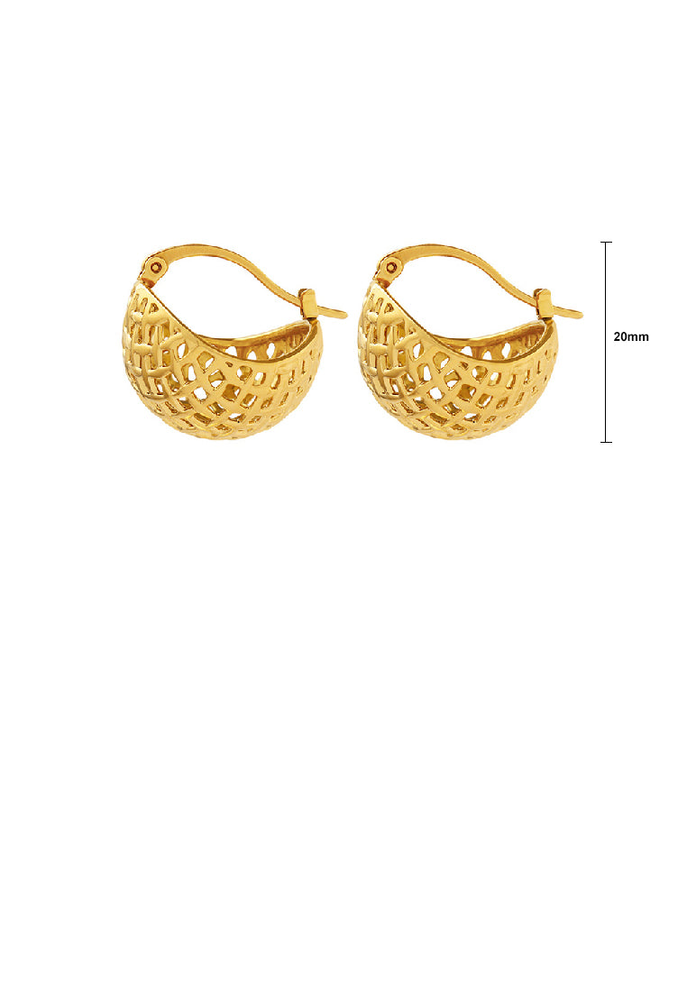 Fashion Personality Plated Gold 316L Stainless Steel Hollow Mesh Dome Geometric Earrings