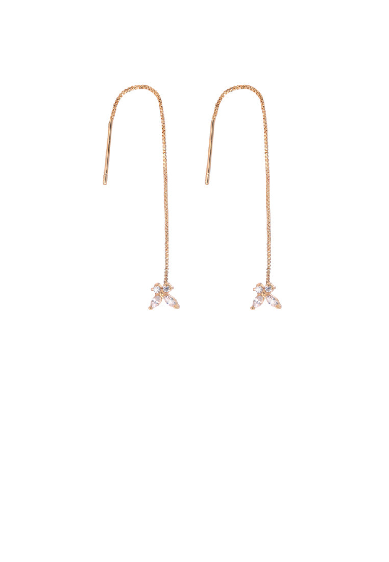 Simple and Elegant Plated Gold Butterfly Tassel Earrings with Cubic Zirconia - Luxurious Look