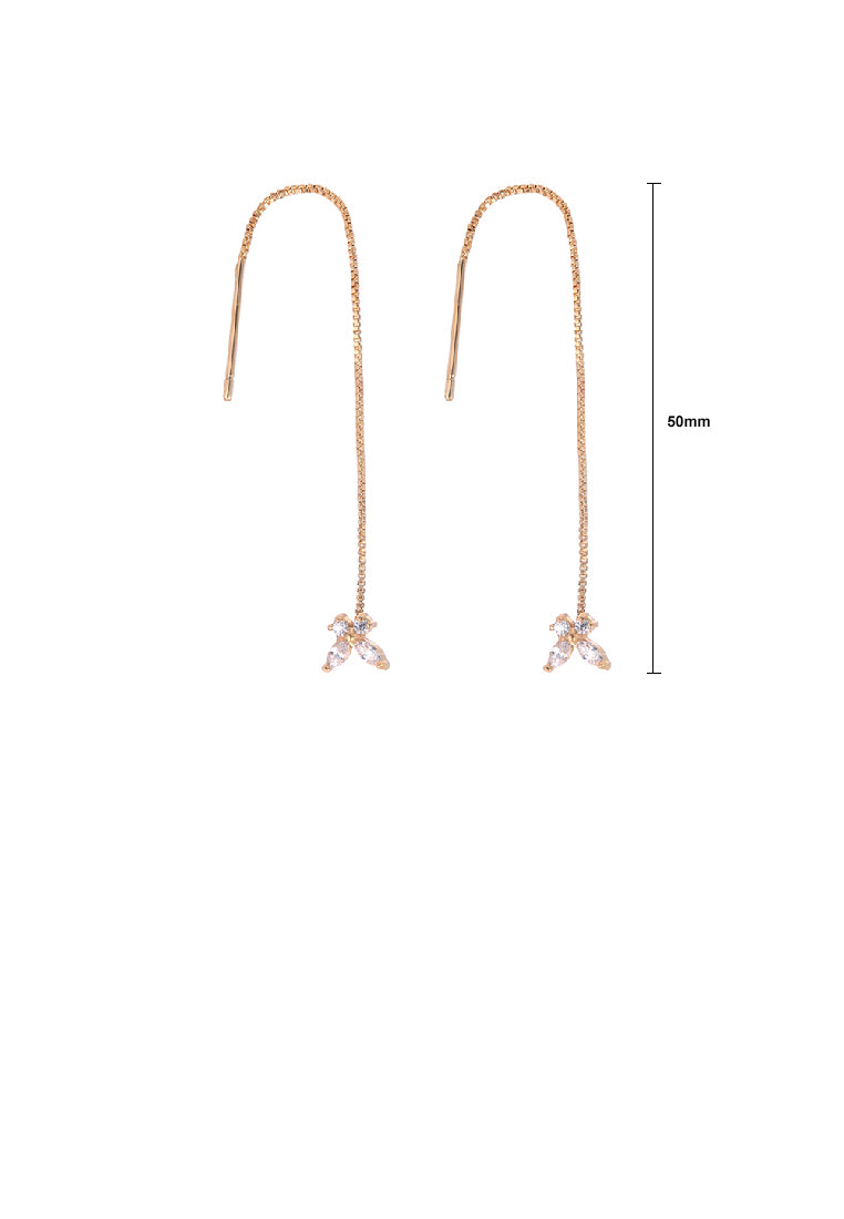 Simple and Elegant Plated Gold Butterfly Tassel Earrings with Cubic Zirconia - Luxurious Look