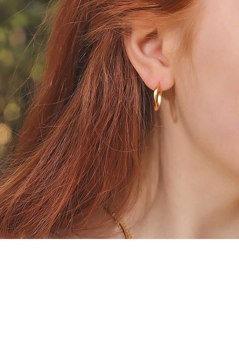 925 Sterling Silver Plated Gold Simple Personality Twisted Geometric Circle Stud Earrings
