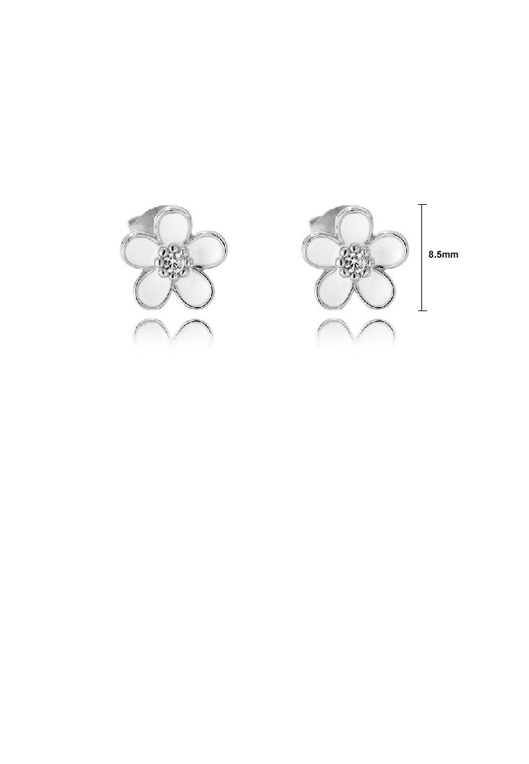 925 Sterling Silver Fashion Simple Flower Stud Earrings with Cubic Zirconia - Luxurious Look