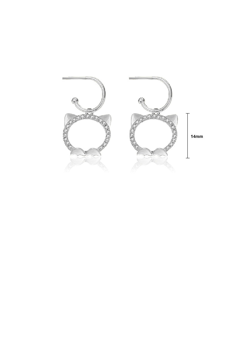 925 Sterling Silver Simple Cute Hollow Cat Earrings