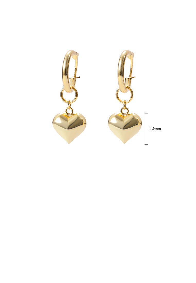 925 Sterling Silver Plated Gold Simple Romantic Heart Geometric Earrings