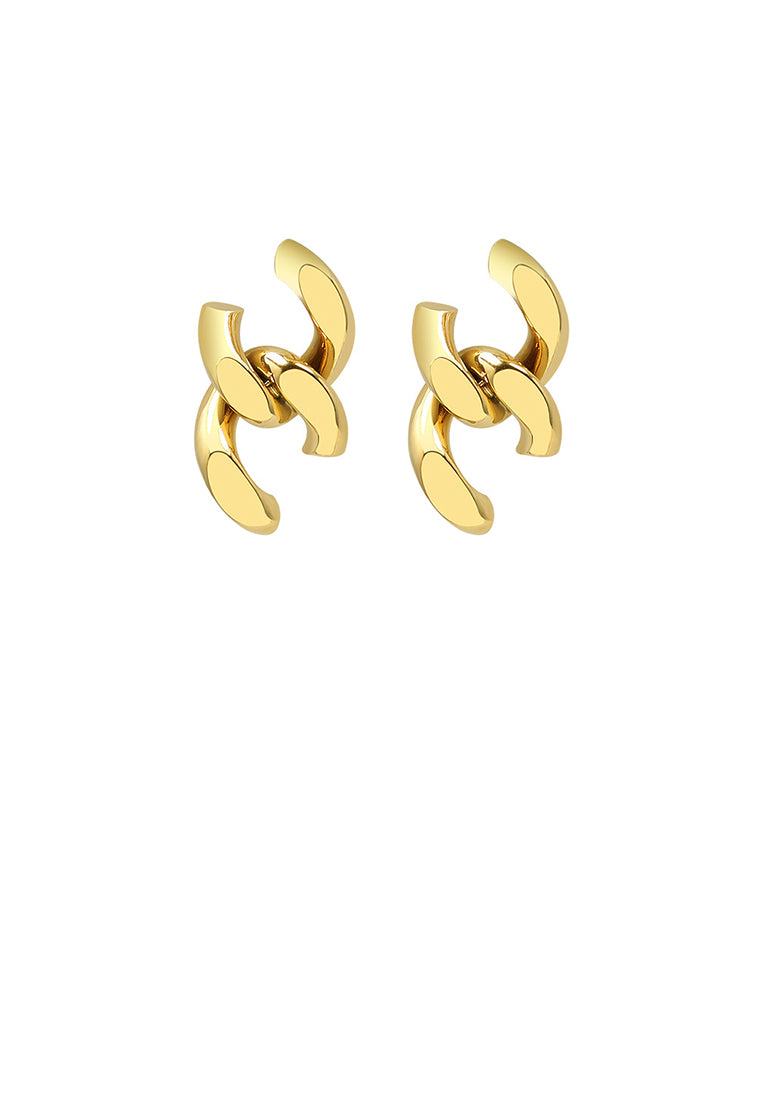 Fashion Personality Plated Gold 316L Stainless Steel Double C-shape Geometric Earrings