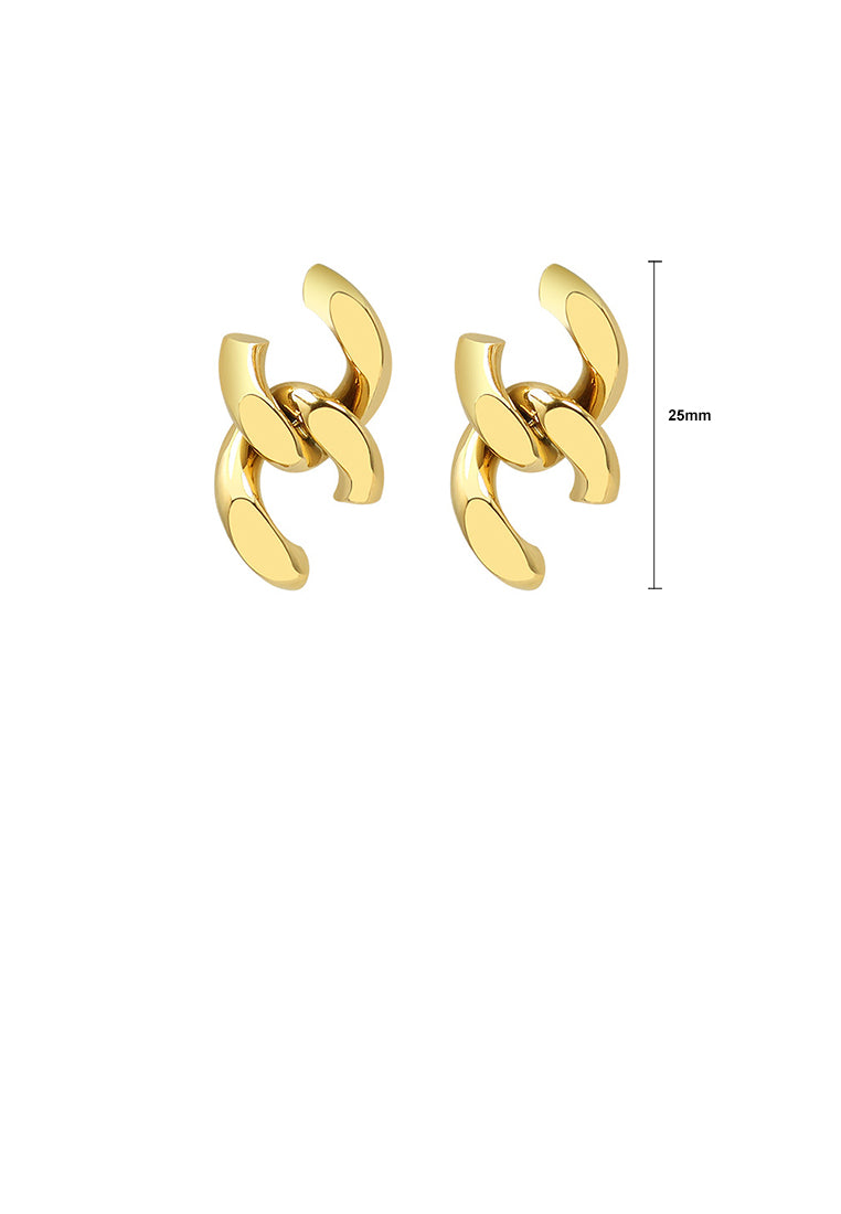 Fashion Personality Plated Gold 316L Stainless Steel Double C-shape Geometric Earrings