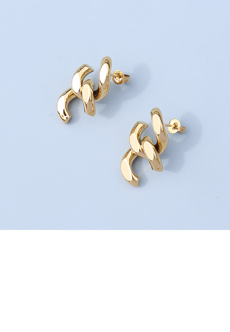 Fashion Personality Plated Gold 316L Stainless Steel Double C-shape Geometric Earrings