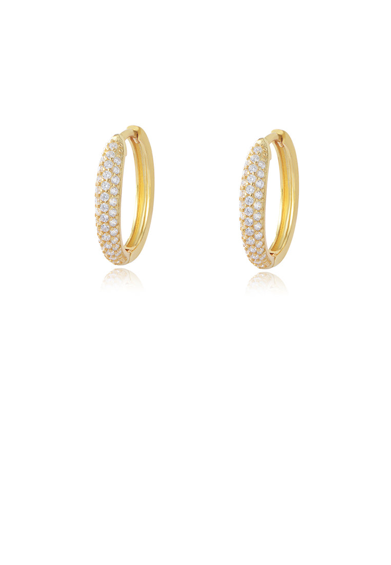 925 Sterling Silver Plated Gold Fashion Elegant Geometric Earrings with Cubic Zirconia - Luxurious Look