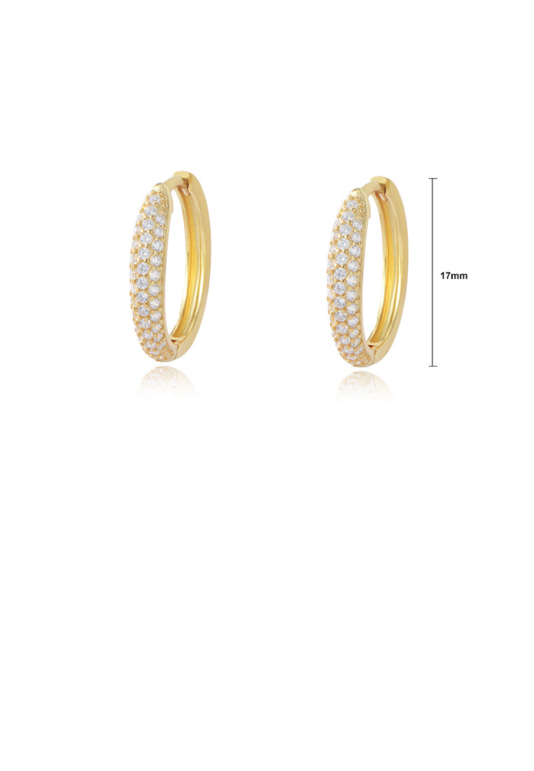 925 Sterling Silver Plated Gold Fashion Elegant Geometric Earrings with Cubic Zirconia - Luxurious Look