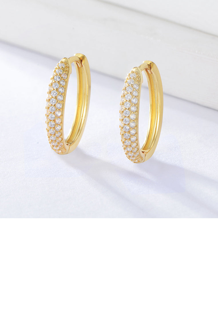 925 Sterling Silver Plated Gold Fashion Elegant Geometric Earrings with Cubic Zirconia - Luxurious Look