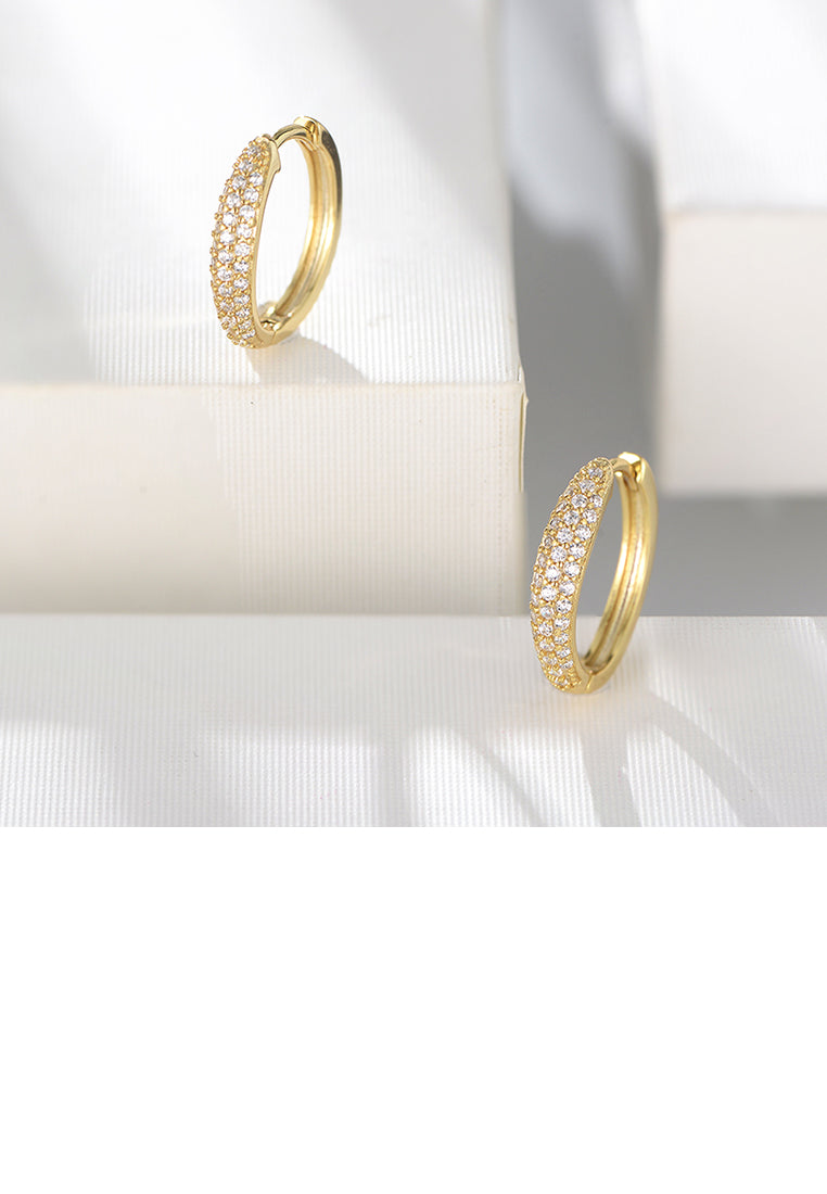 925 Sterling Silver Plated Gold Fashion Elegant Geometric Earrings with Cubic Zirconia - Luxurious Look