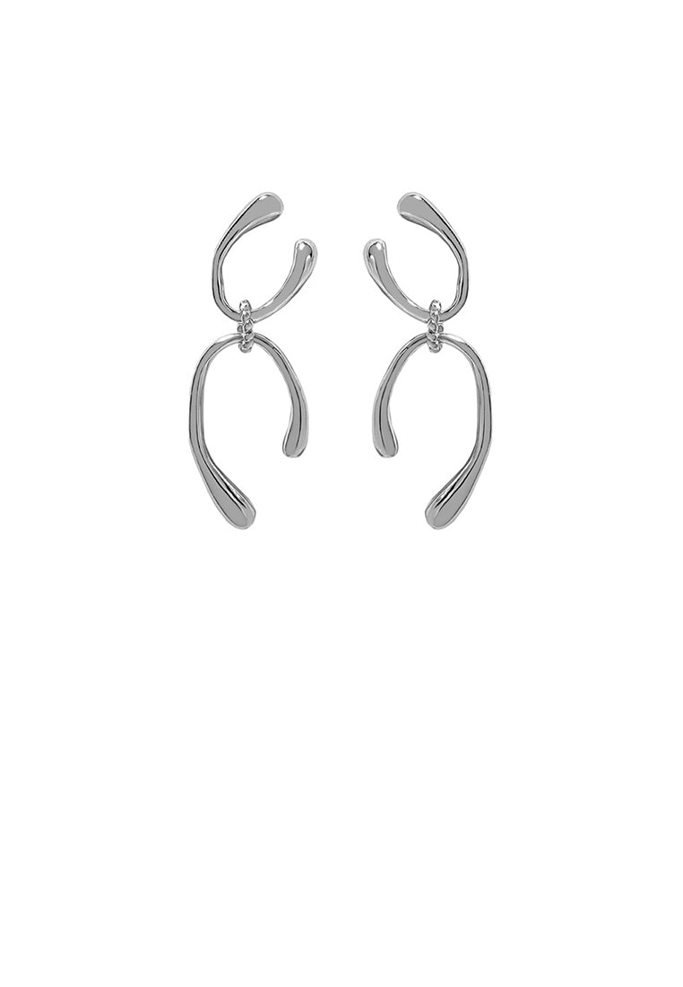 925 Sterling Silver Simple Fashion Double Layer U-Shape Geometric Tassel Earrings