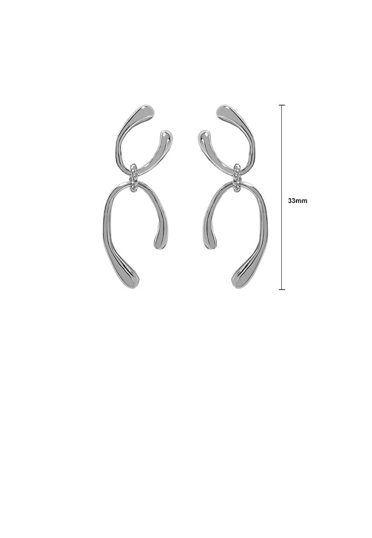 925 Sterling Silver Simple Fashion Double Layer U-Shape Geometric Tassel Earrings