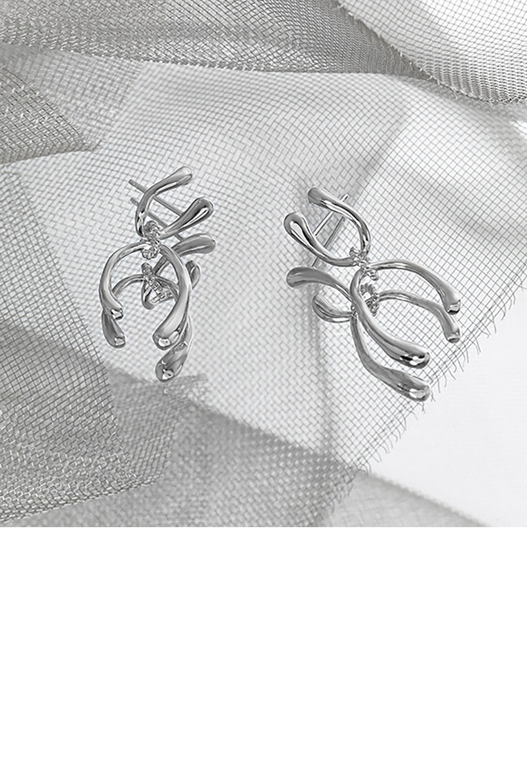 925 Sterling Silver Simple Fashion Double Layer U-Shape Geometric Tassel Earrings