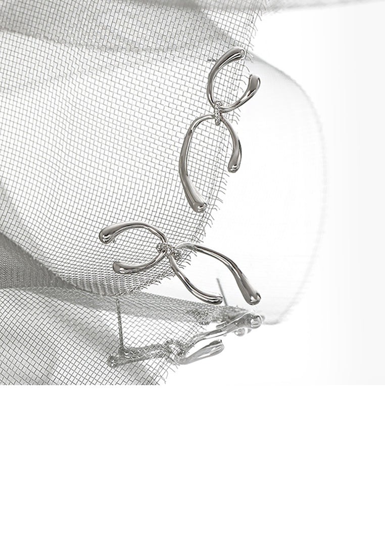 925 Sterling Silver Simple Fashion Double Layer U-Shape Geometric Tassel Earrings