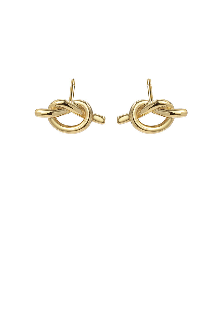 925 Sterling Silver Plated Gold Simple Creative Knot Geometric Stud Earrings