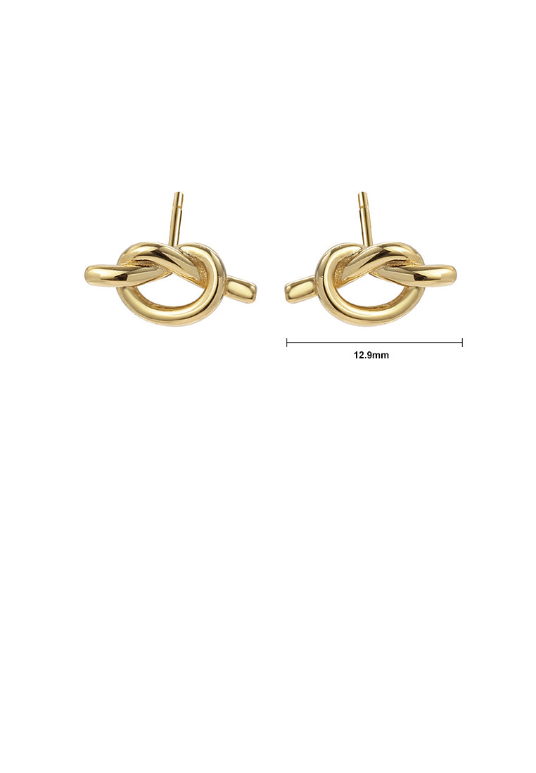 925 Sterling Silver Plated Gold Simple Creative Knot Geometric Stud Earrings