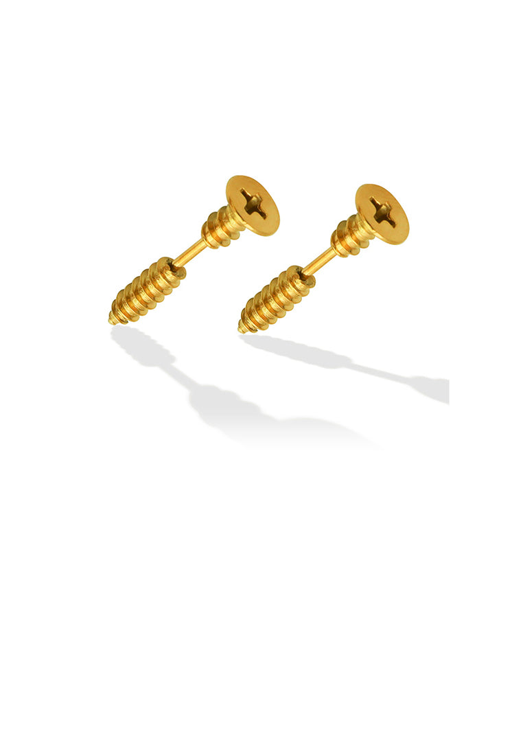 Personalized Hip Hop Plated Gold 316L Stainless Steel Screw Stud Earrings