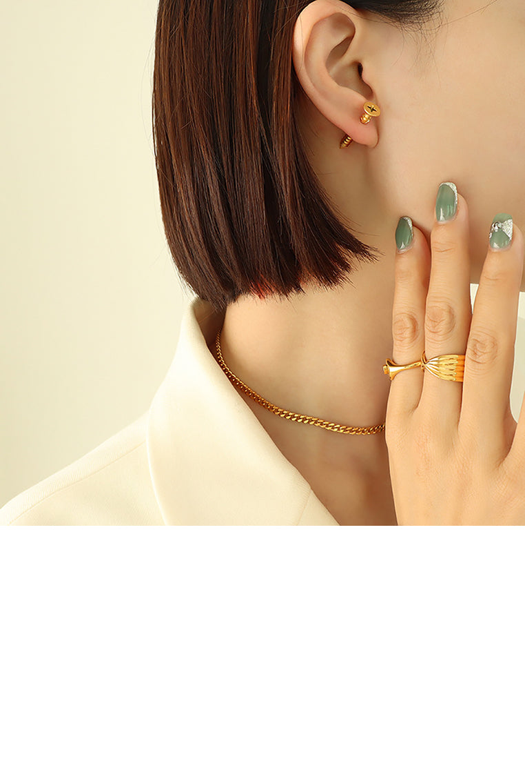 Personalized Hip Hop Plated Gold 316L Stainless Steel Screw Stud Earrings