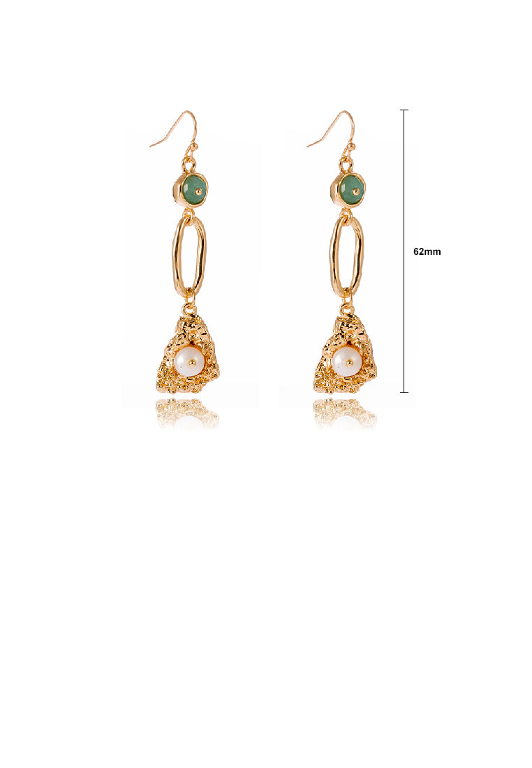 Simple Personality Plated Gold Geometric Imitation Pearl Long Tassel Earrings - Luxurious Look