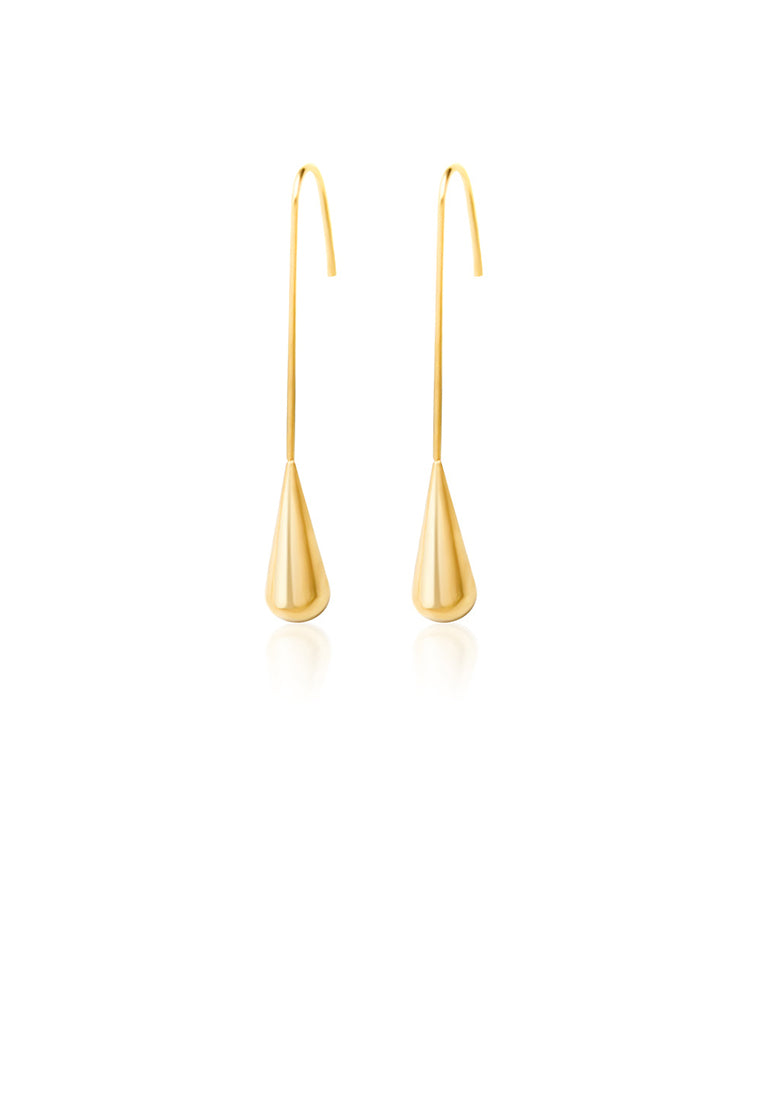 Fashion Simple Plated Gold 316L Stainless Steel Water Drop Tassel Earrings