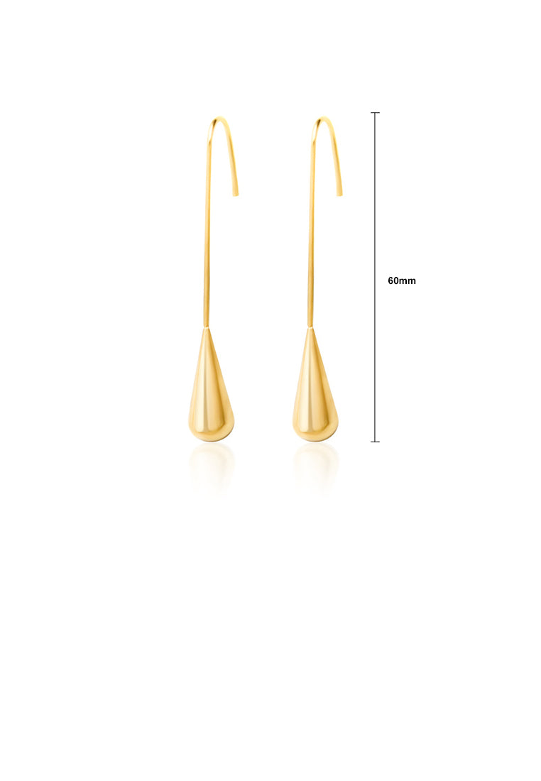 Fashion Simple Plated Gold 316L Stainless Steel Water Drop Tassel Earrings