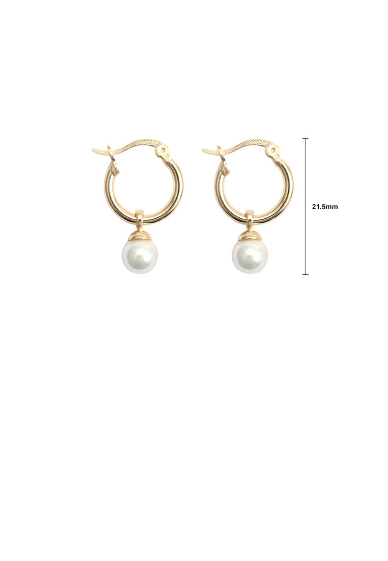 925 Sterling Silver Plated Gold Fashion Simple Geometric Imitation Pearl Circle Stud Earrings - Luxurious Look