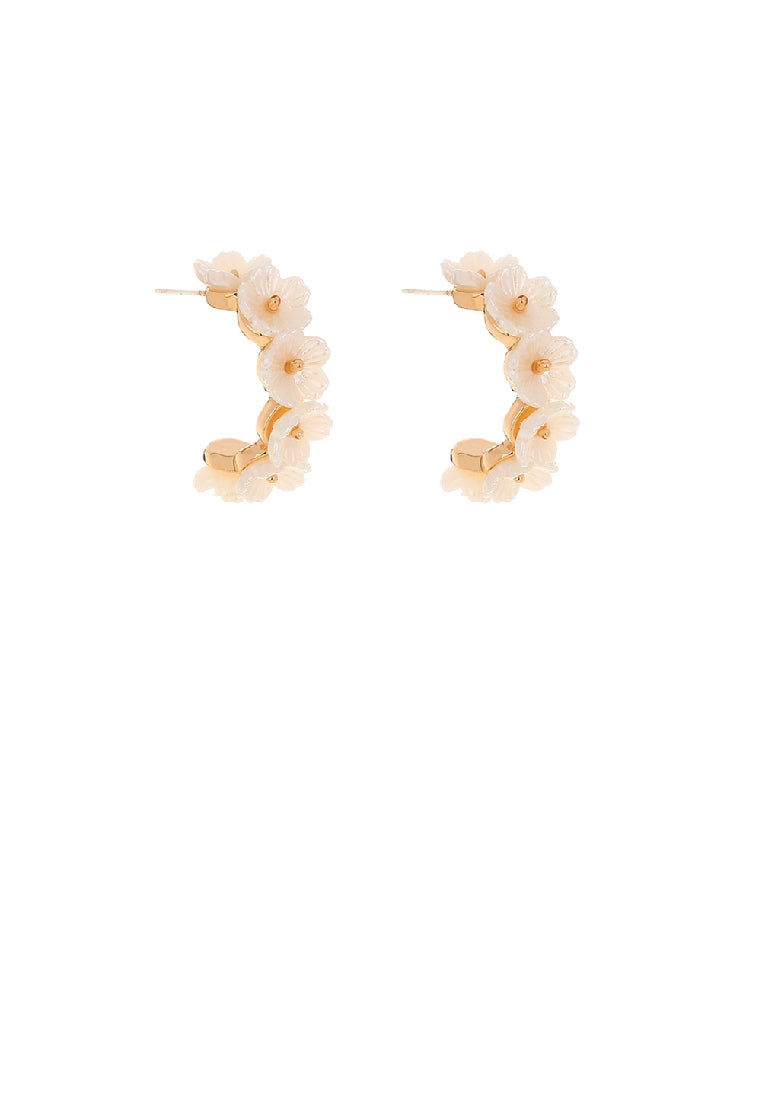 Simple Temperament Plated Gold Flower Geometric Stud Earrings