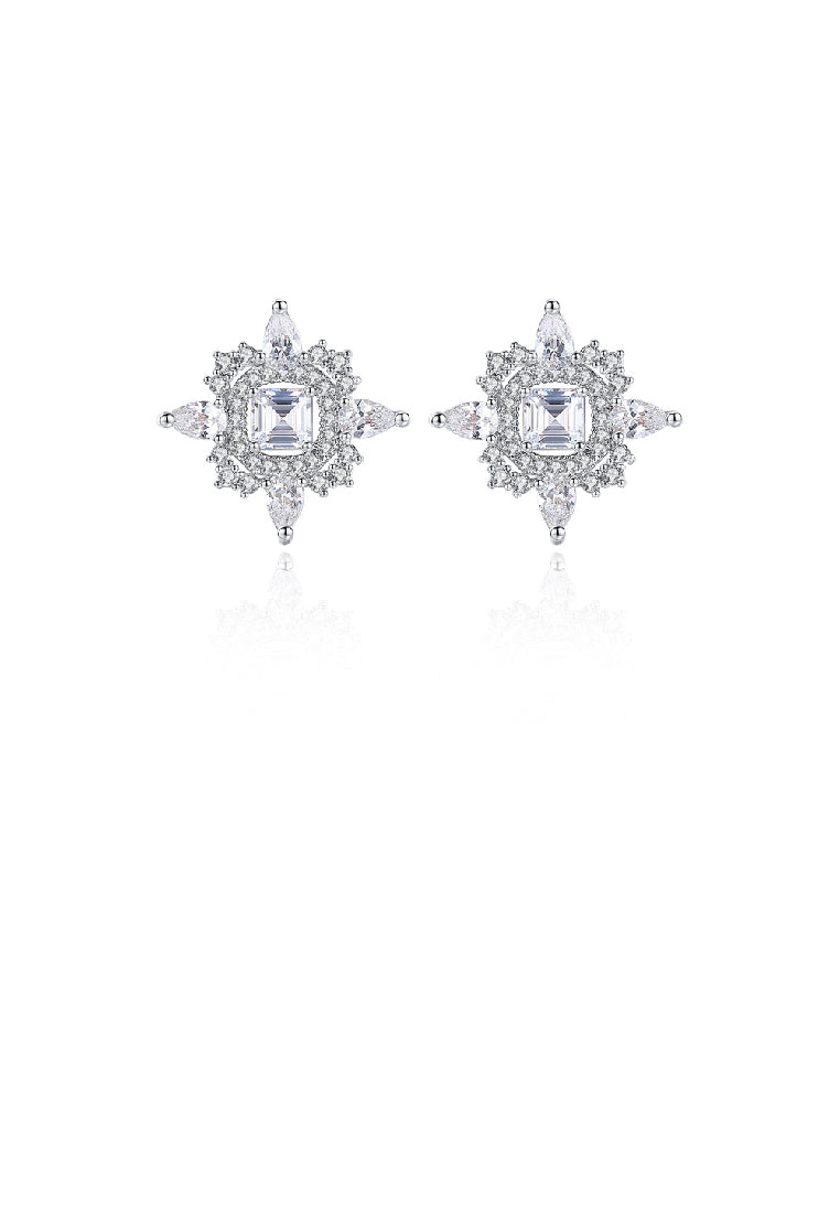 Simple Bright Star Stud Earrings with Cubic Zirconia - Luxurious Look