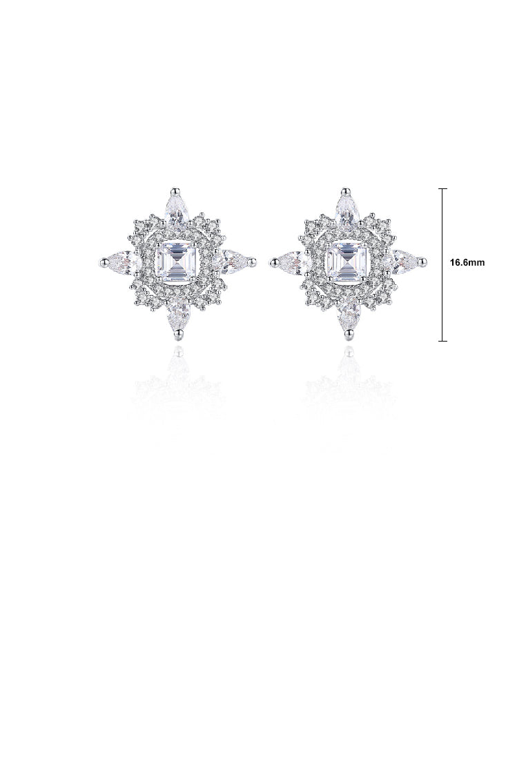 Simple Bright Star Stud Earrings with Cubic Zirconia - Luxurious Look