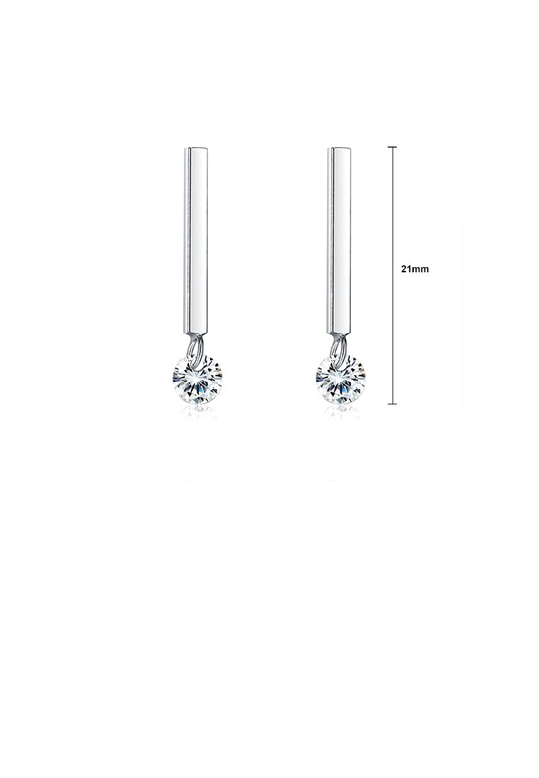 925 Sterling Silver Simple Fashion Geometric Line Earrings with Cubic Zirconia - Luxurious Look