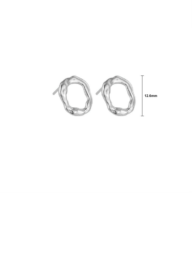 925 Sterling Silver Simple Temperament Hollow Irregular Geometric Round Stud Earrings