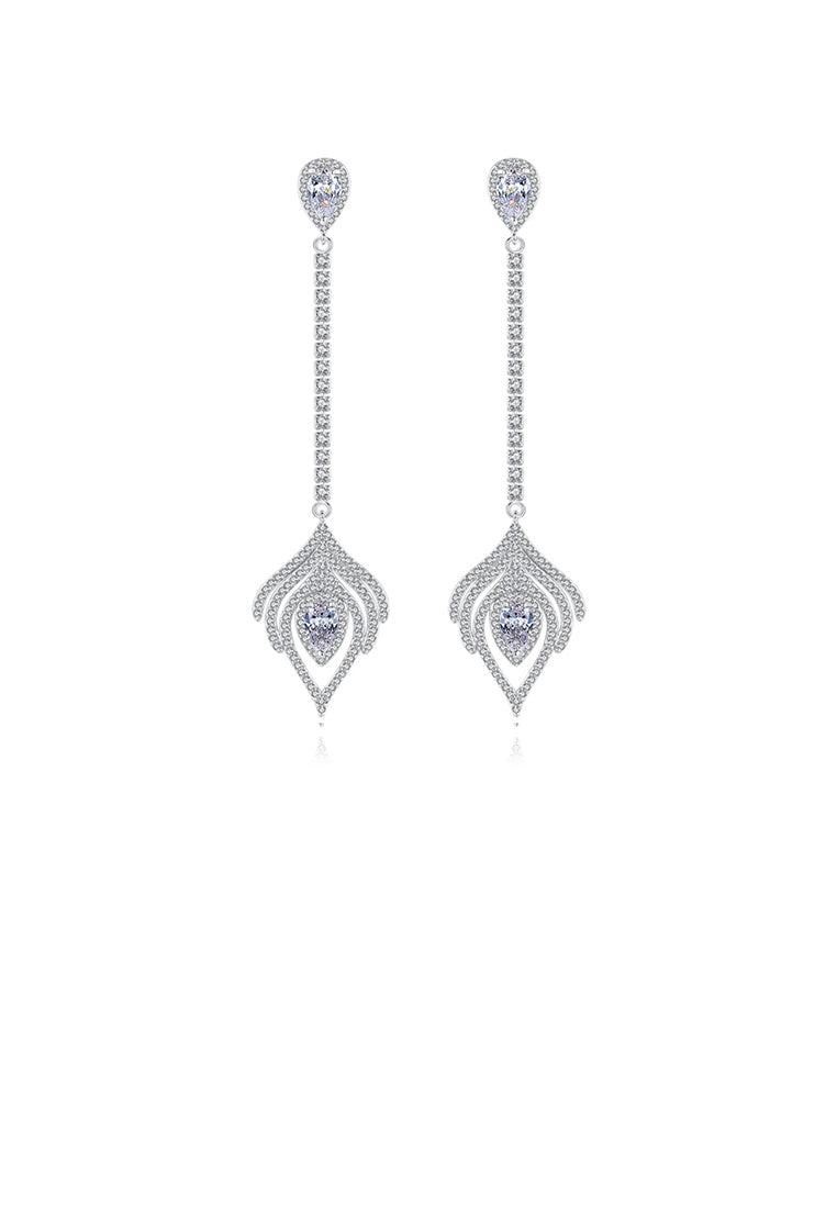 Simple and Fashion Geometric Tassel Earrings with Cubic Zirconia - Luxurious Look