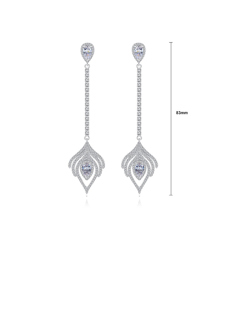 Simple and Fashion Geometric Tassel Earrings with Cubic Zirconia - Luxurious Look