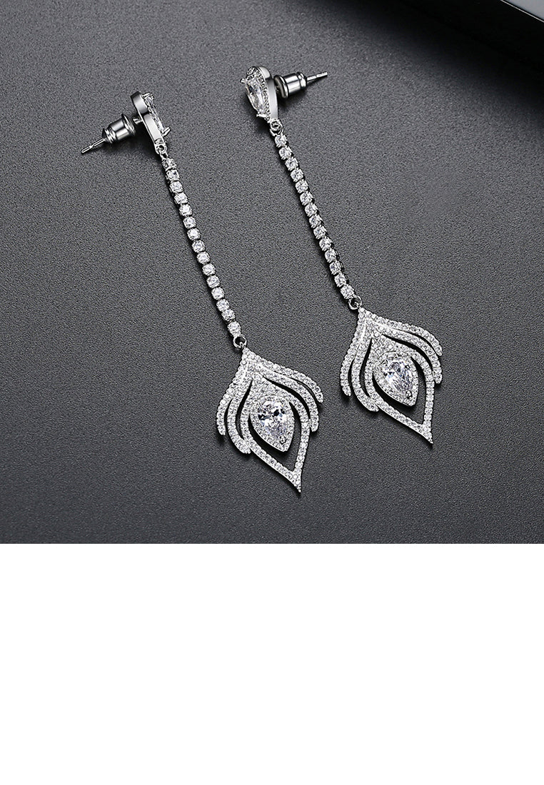 Simple and Fashion Geometric Tassel Earrings with Cubic Zirconia - Luxurious Look