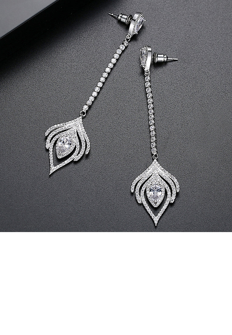 Simple and Fashion Geometric Tassel Earrings with Cubic Zirconia - Luxurious Look