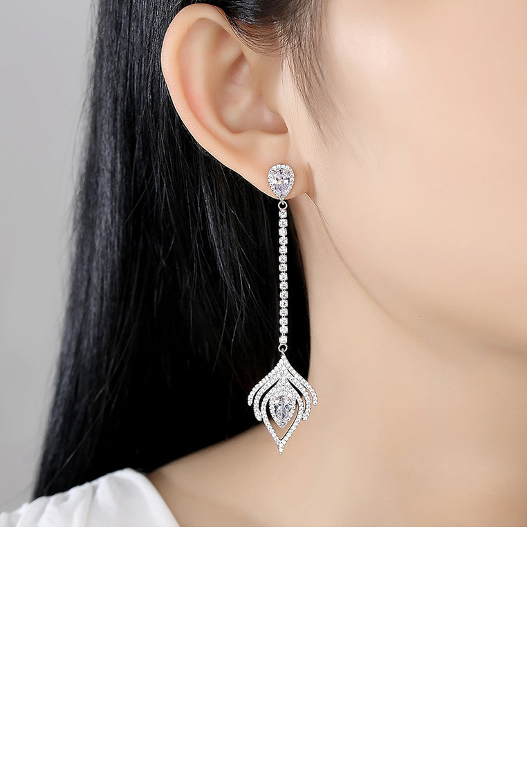 Simple and Fashion Geometric Tassel Earrings with Cubic Zirconia - Luxurious Look