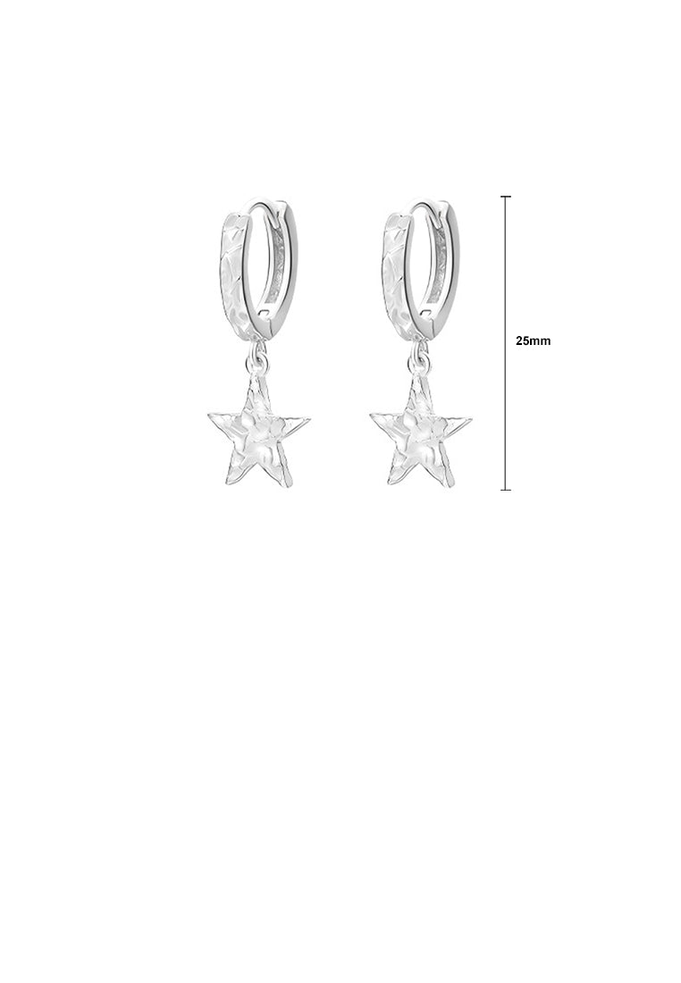 925 Sterling Silver Fashion Simple Crinkle Pattern Star Earrings