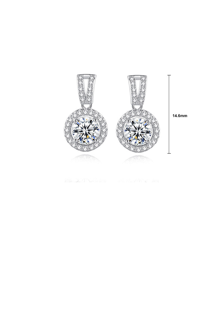 925 Sterling Silver Fashion Simple Geometric Round Stud Earrings with Cubic Zirconia - Luxurious Look