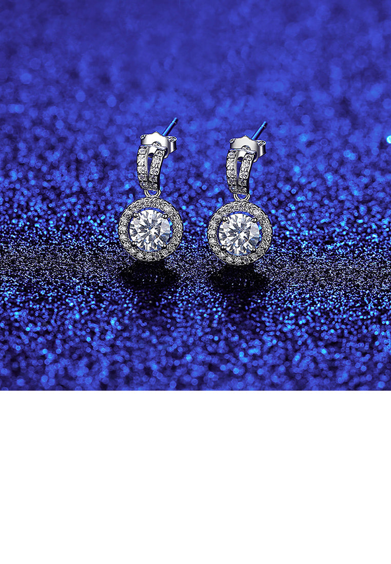 925 Sterling Silver Fashion Simple Geometric Round Stud Earrings with Cubic Zirconia - Luxurious Look