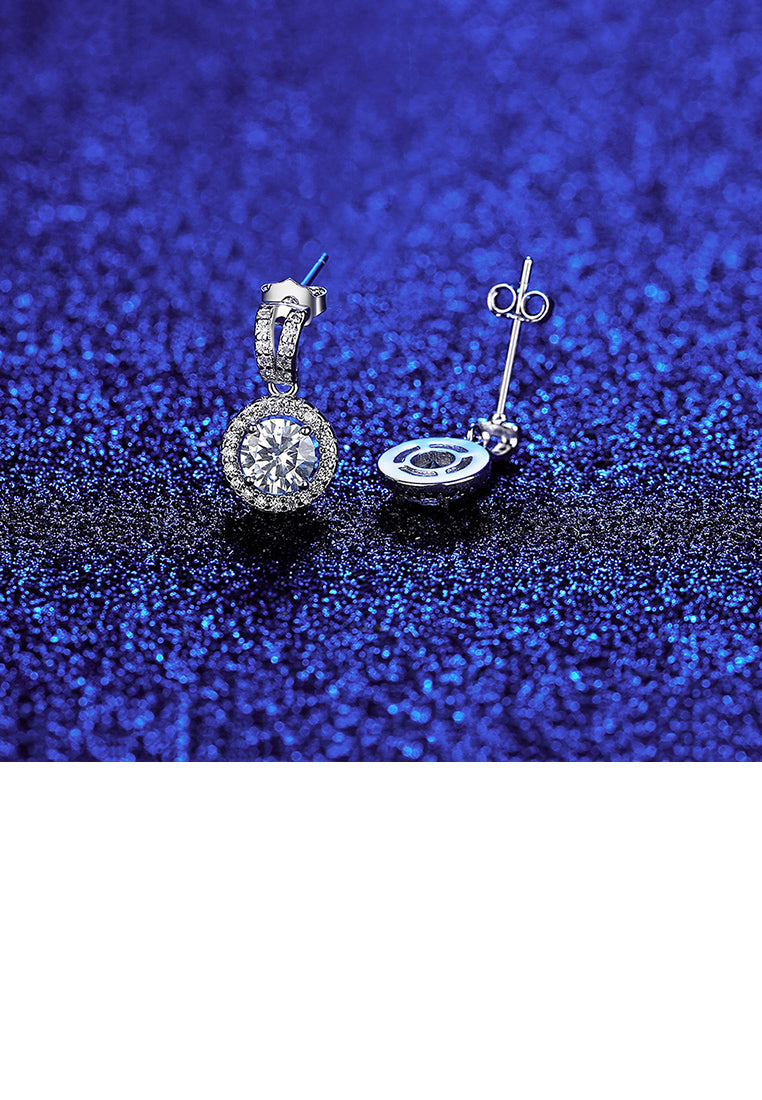 925 Sterling Silver Fashion Simple Geometric Round Stud Earrings with Cubic Zirconia - Luxurious Look