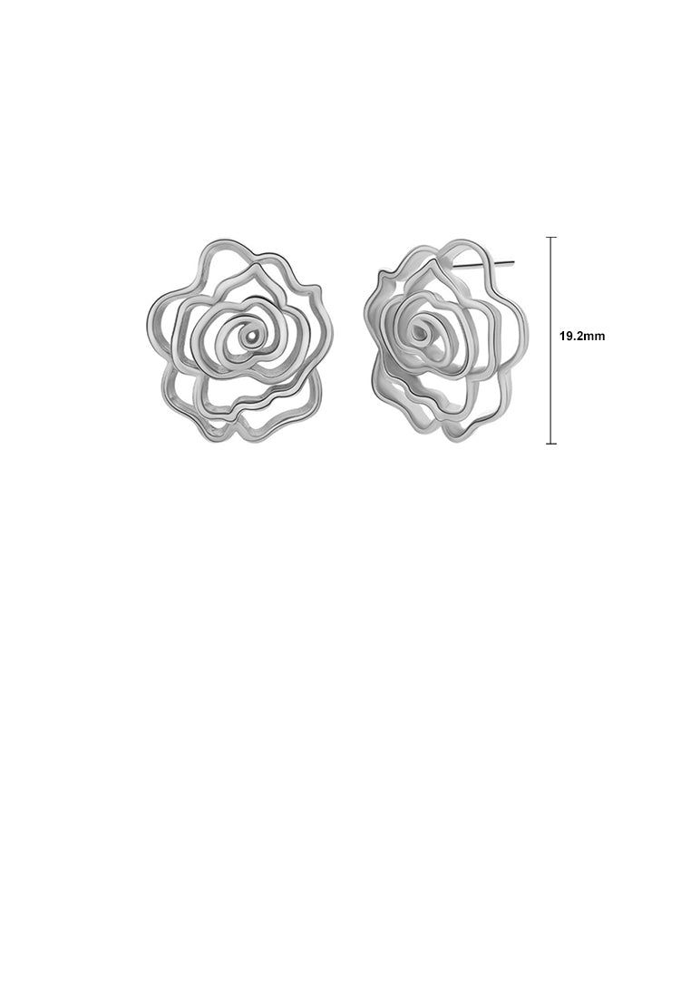 925 Sterling Silver Fashion and Elegant Hollow Rose Stud Earrings