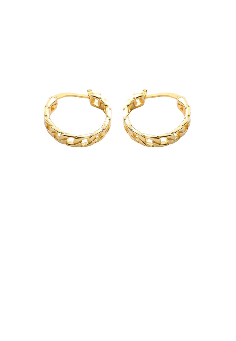 925 Sterling Silver Plated Gold Fashion Simple Geometric Chain Circle Stud Earrings