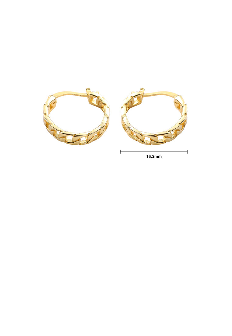 925 Sterling Silver Plated Gold Fashion Simple Geometric Chain Circle Stud Earrings