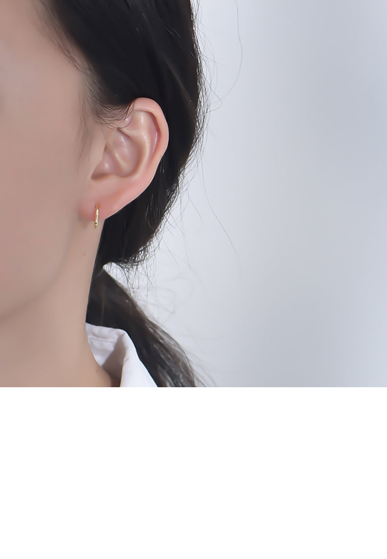 925 Sterling Silver Plated Gold Simple Personality Bamboo Geometric Stud Earrings