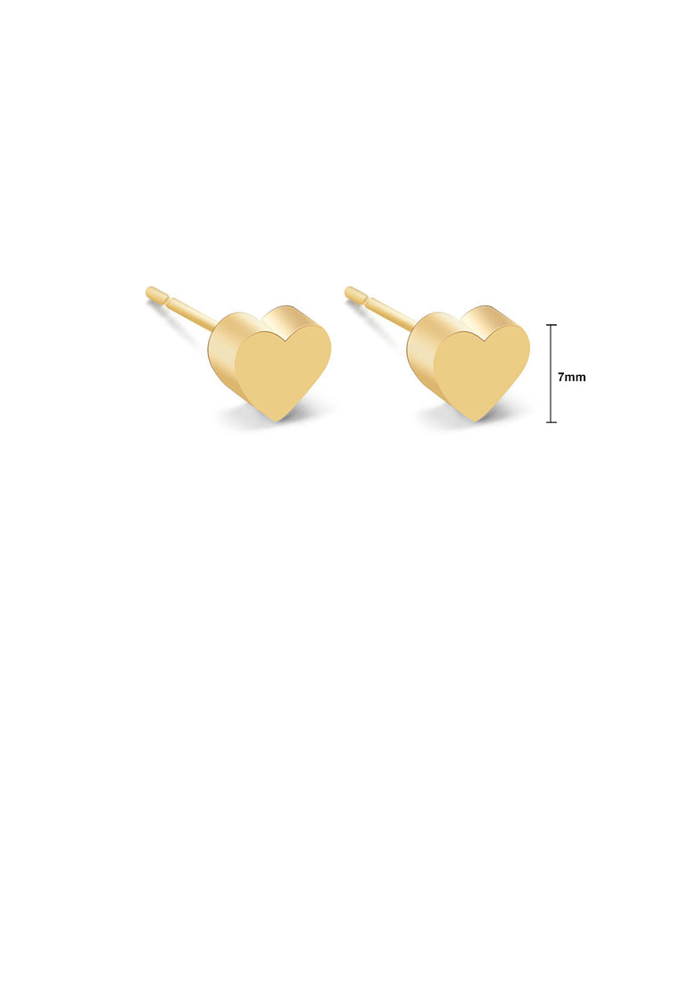 Simple and Sophisticated Plated Gold 316L Stainless Steel Heart Stud Earrings