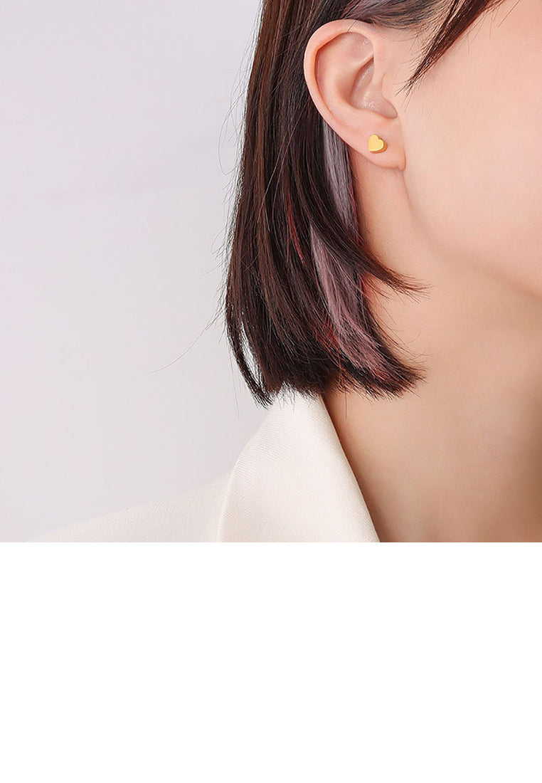 Simple and Sophisticated Plated Gold 316L Stainless Steel Heart Stud Earrings